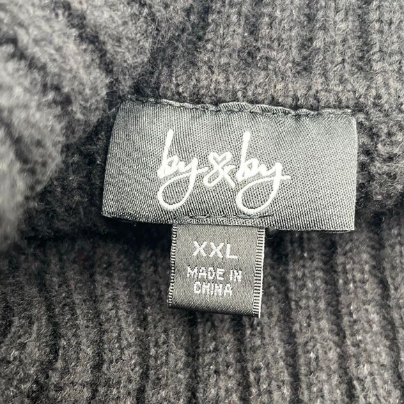 NWT BY&BY Women’s Sweater XXL Black Red Gray Stripe Cowl Neck Drop Shoulder - Picture 8 of 16